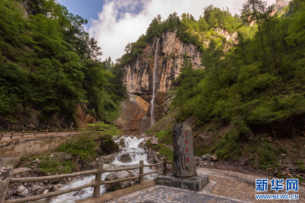 重崖森迥瀑飛先，鵝溝炎夏水風涼