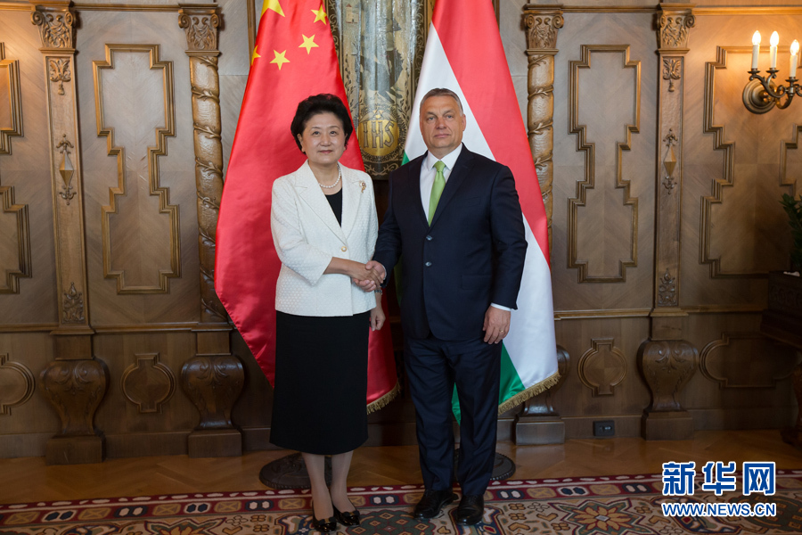  6月21日，國務院副總理劉延東（左）在匈牙利布達佩斯國會大廈會見匈牙利總理歐爾班。 新華社發（弗爾季&middot;奧蒂洛攝）