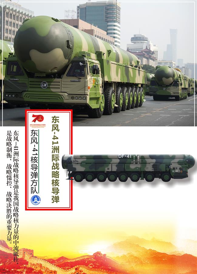 （圖表）[國慶70周年]東風-41核導彈方隊&mdash;&mdash;東風-41洲際戰(zhàn)略核導彈