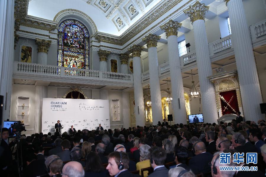 6月18日，國務院總理李克強在倫敦金融城市長官邸面向英國皇家國際問題研究所和國際戰略研究所兩大智庫發表題為《共建包容發展的美好世界》的演講。新華社記者 龐興雷 攝 