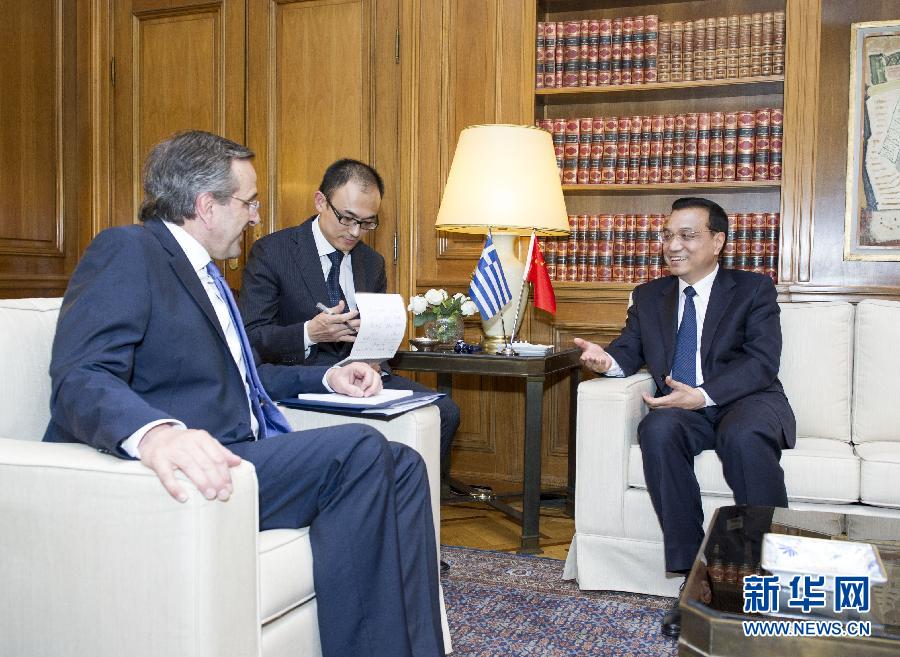 6月19日，國務院總理李克強在雅典同希臘總理薩馬拉斯舉行會談。新華社記者 王曄 攝