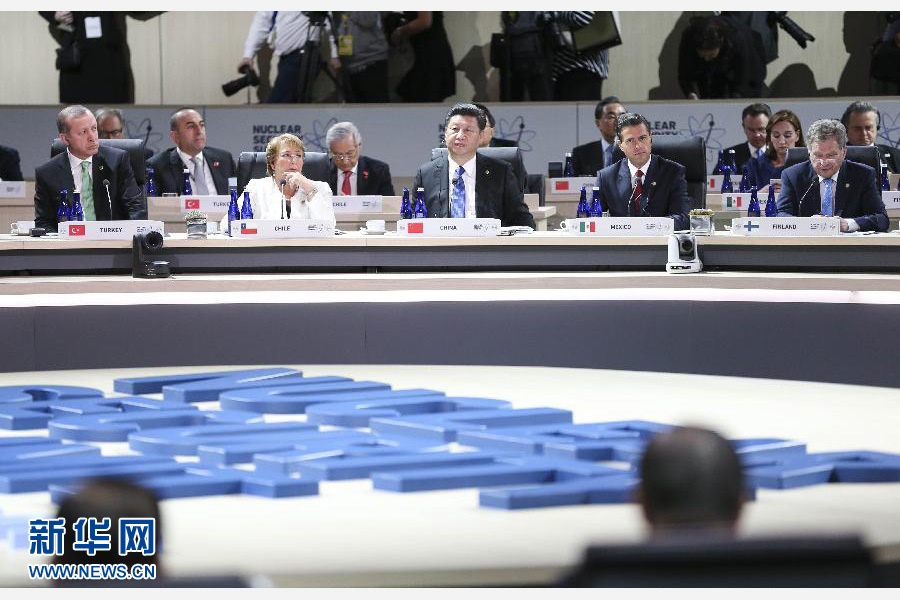 4月1日，第四屆核安全峰會在美國首都華盛頓舉行。國家主席習近平出席并發表題為《加強國際核安全體系，推進全球核安全治理》的重要講話。新華社記者蘭紅光攝
